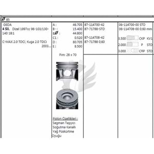 Piston Sekman 060 Peugeot 307 308 407 607 DW10 85.60MM