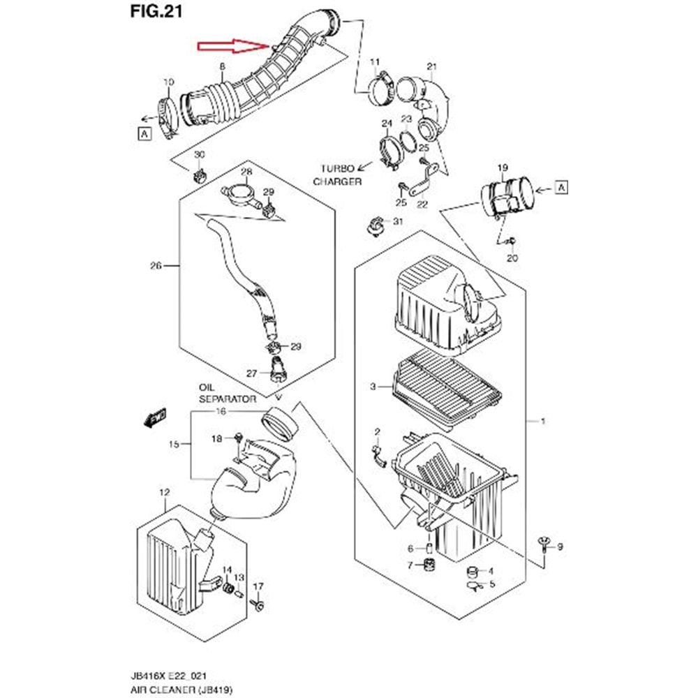 HORTUM,HAVA FİLTRESİ ÇIKIŞI