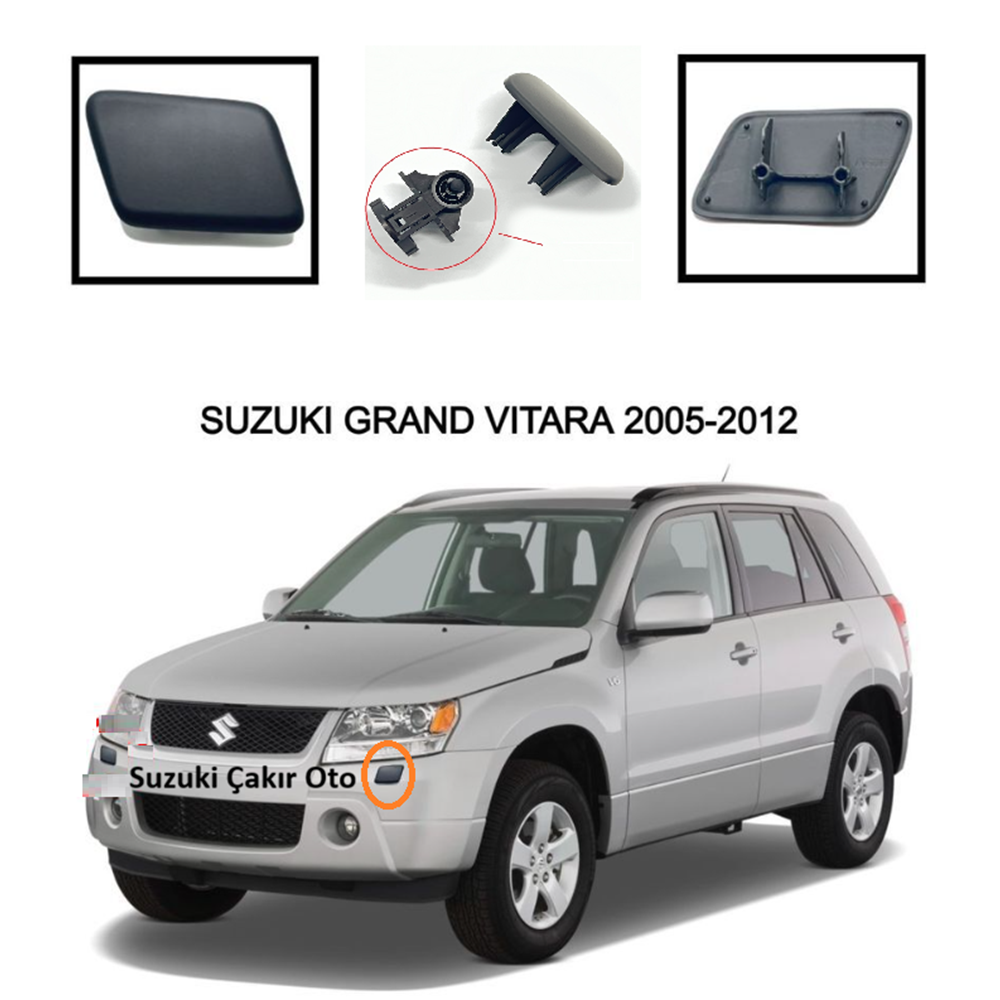 Suzuki Grand Vitara 06-14 Ön Tampon Far Yıkama Kapağı Sol (SİYAH)